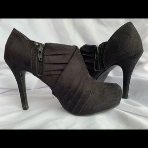 Black Suede Stiletto Booties - Size 6